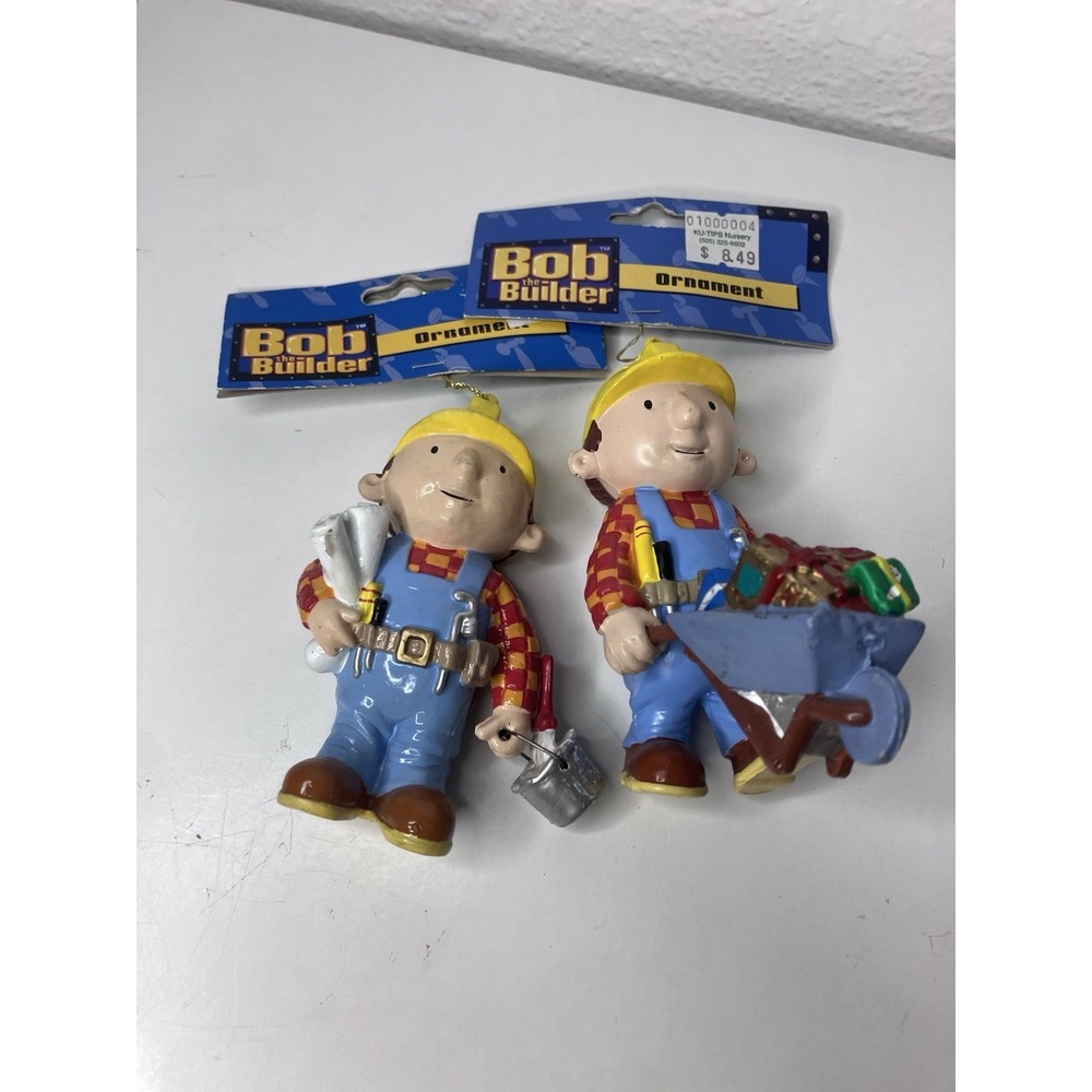 VTG 2002 Bob The Builder Lot of 2 Christmas Ornaments Santas World Kurt Adler